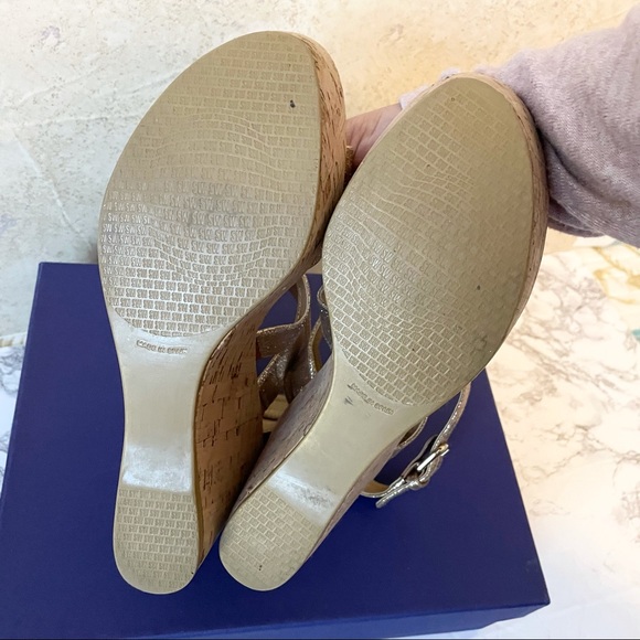 *STUART WEITZMAN* Today Sand Gold Glitter Wedges - Picture 9 of 13
